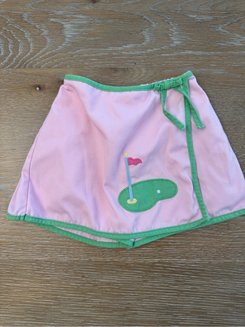Little English Pink Skort with Green Trim and Golf Motif